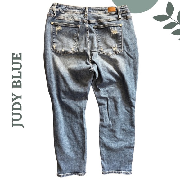 Judy Blue Distressed Rainbow Embroidered Jeans - Blue Denim Size 20W - Picture 2 of 8